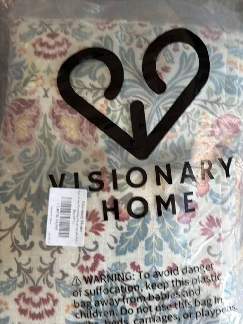 Visionary Home Blue Gray Floral Linen Curtains - Pinch Pleat, 2 Panels
